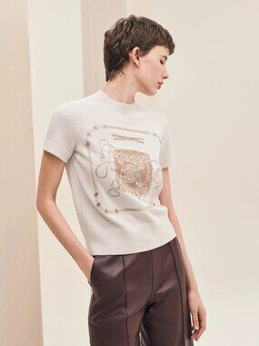 HERMES "Les Tambours" short-sleeve sweater, FR 36, US 4